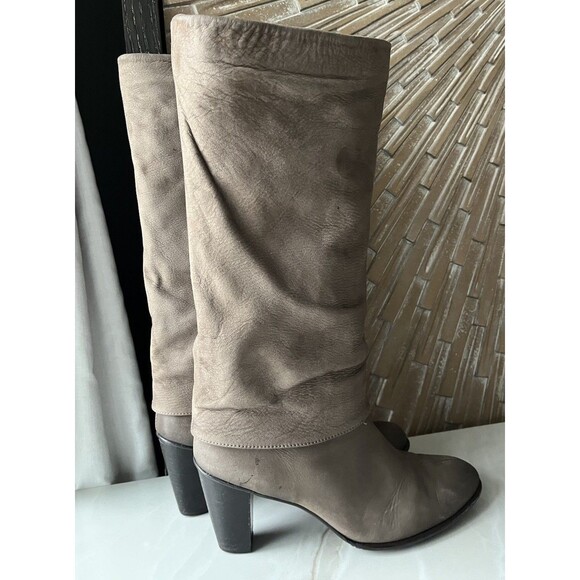 Paul Green GLORY Nubuck Leather Graphite Taupe Heeled Boots Slouch uk 5.5 Us 8 - Picture 6 of 12